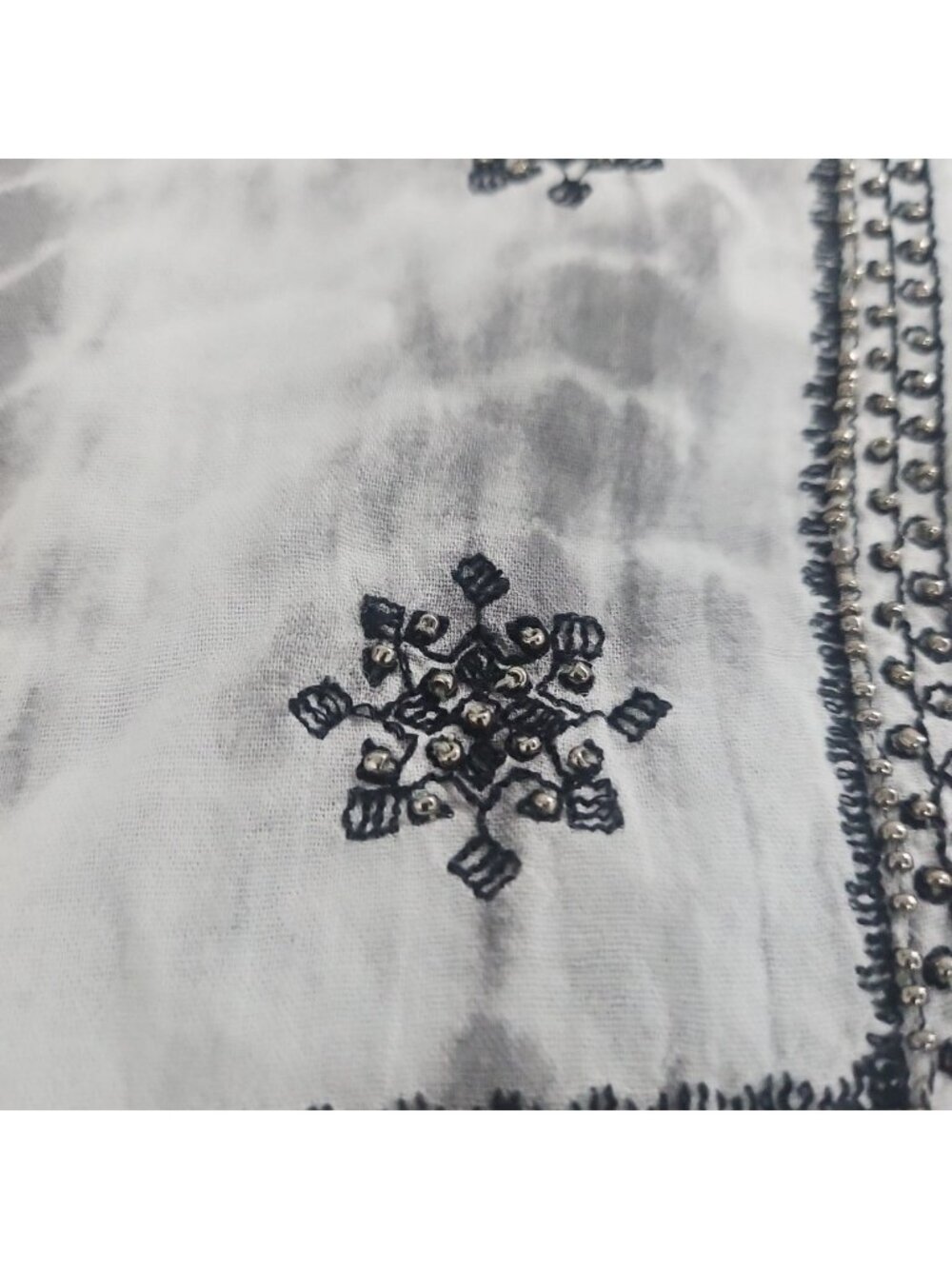 Zara Woman S Embroidered Boho Peasant Tunic Gray Tie Dye Cottagecore Festival - Picture 7 of 16